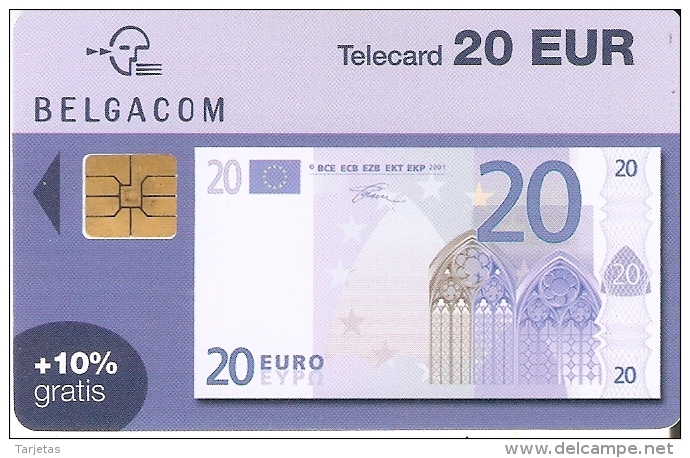 TARJETA DE BELGICA DE UN BILLETE DE 20 EUROS (BANKNOTE) 31/03/2005 - Sellos & Monedas