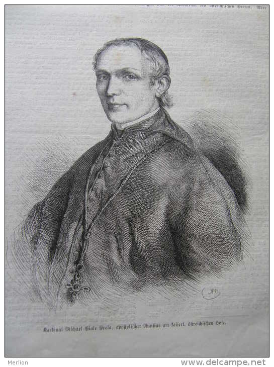 Cardinale  Michele Viale-Prelà  -Bastia-Corsica -Corse - Bologna -1855 -engraving  ILZ1850-60.293 - Estampes & Gravures