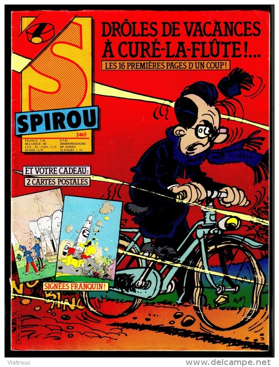 SPIROU N° 2465 -  Année 1985  - Couverture " CURE-LA-FLÛTE " De LAUDEC Et MITTEÏ. - Spirou Magazine