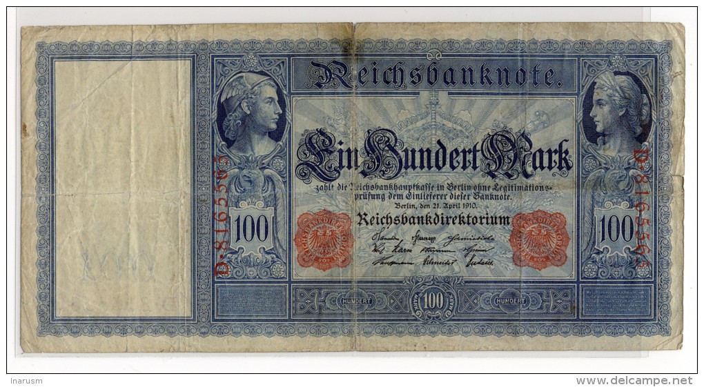 REICHSBANKNOTE  -  100 Mark  -  21/04/1910  -  P.42 - 100 Mark