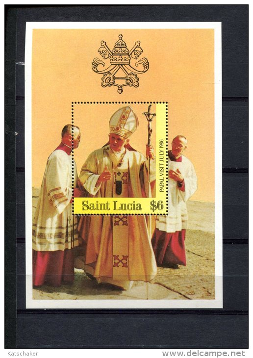 SAINT LUCIA POSTFRIS MINT NEVER HINGED POSTFRISCH EINWANDFREI   YVERT BLOC 48 PAPAL VISIT 1986 PAUSBEZOEK - St.Lucie (1979-...)