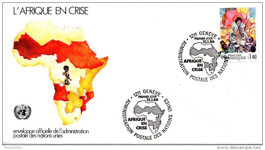 ONU GENEVE. N°137 Sur Enveloppe 1er Jour (FDC) De 1986. L´Afrique En Crise. - Contre La Faim