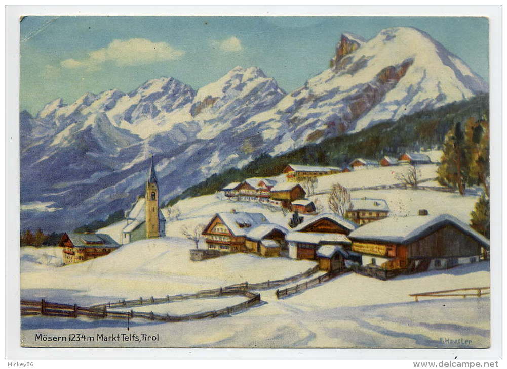 Autriche--TELFS--1948---Vue Générale--Mosern 1234m -illustrateur  F.Hausler--Belle Carte Peu Courante - Telfs