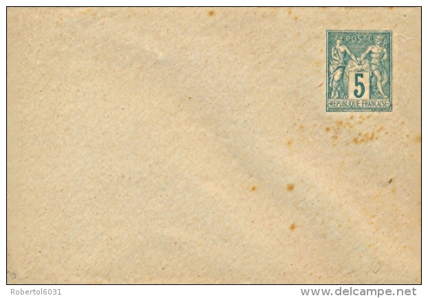 France 1882 Postal Stationery Envelope 5 Cent. Type Sage Sizes 116x76 Mm Yellow-grey Paper Unused - Standard Covers & Stamped On Demand (before 1995)