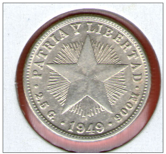 CUBA / KUBA *** 10 / DIEZ CENTAVOS  1949 ***   Plata Silver Silber - KM# A12 - Cuba