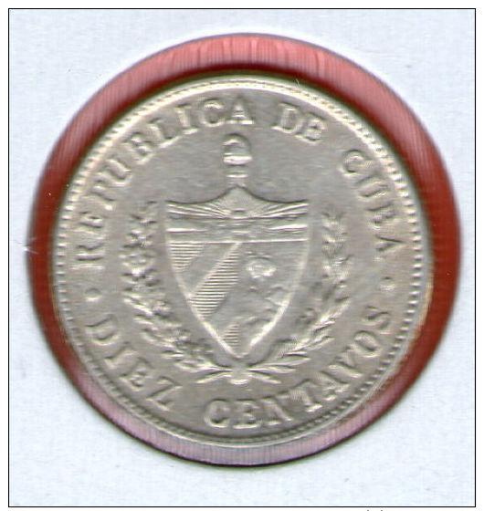 CUBA / KUBA *** 10 / DIEZ CENTAVOS  1949 ***   Plata Silver Silber - KM# A12 - Cuba