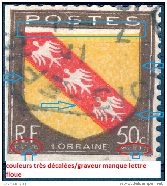 VARIETES FRANCE ANNÉE 1946   N° 757 LORRAINE  OBLITERE 3 SCANNE DESCRIPTION - Used Stamps