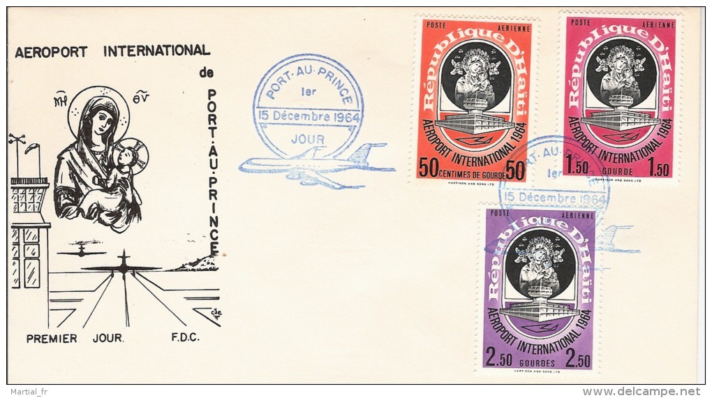 HAITI 1964 FDC 1ER JOUR ERSTAUSGABE INAUGURATION AEROPORT PORT AU PRINCE AIRPORT FLUGHAFEN POSTE AERIENNE AVION PLANE - Haïti