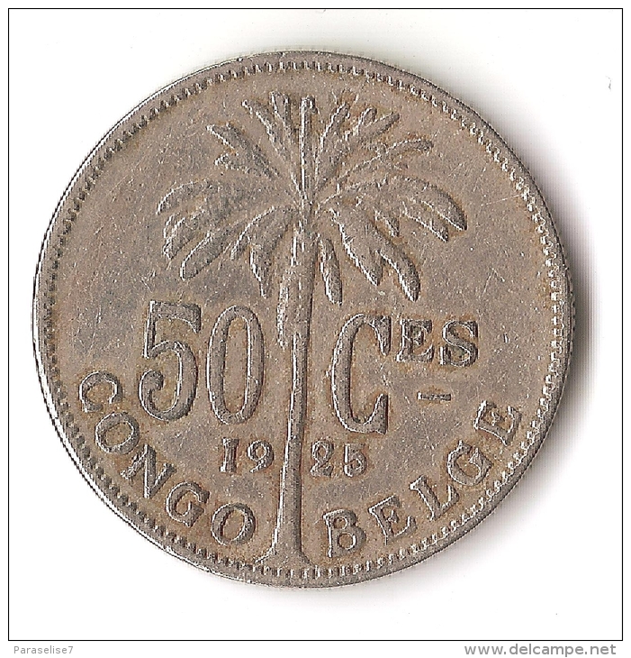 CONGO  BELGE  50 CENTIMES  1925 - 1910-1934: Albert I.