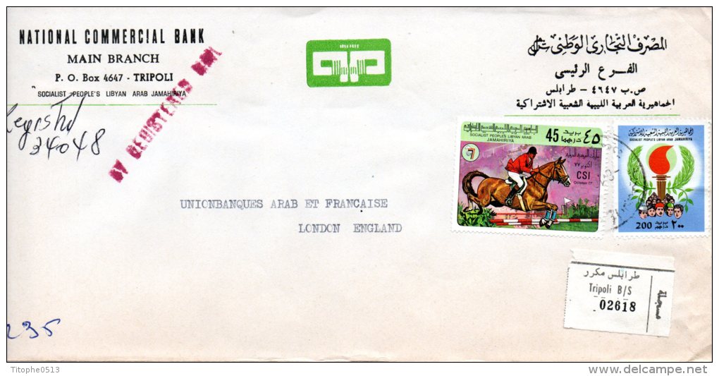 LIBYE. N°661 De 1977 Sur Enveloppe Ayant Circulé. Hippisme/Cheval. - Springreiten