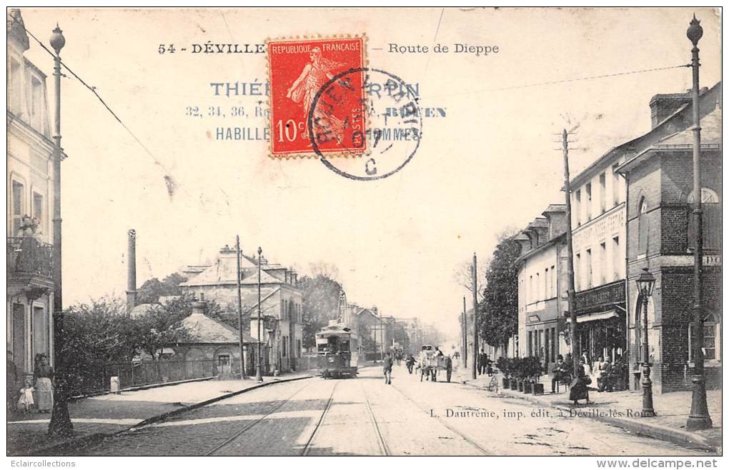 Deville Les Rouen   76  Route De Dieppe   Tramway  (décollée) - Other & Unclassified