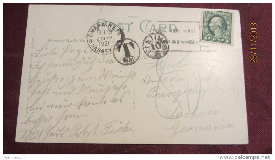 AK Postcard Von Omaha Nebraska First National Bank Vom 10.Dec.1921 - Omaha