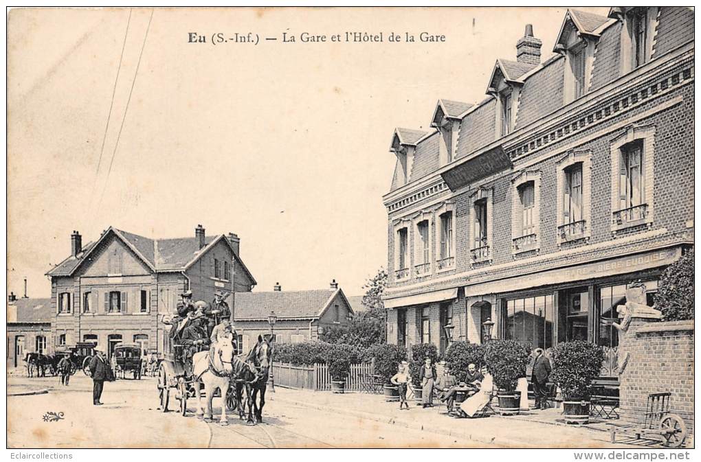 Eu   76    La Gare Et Hotel - Eu