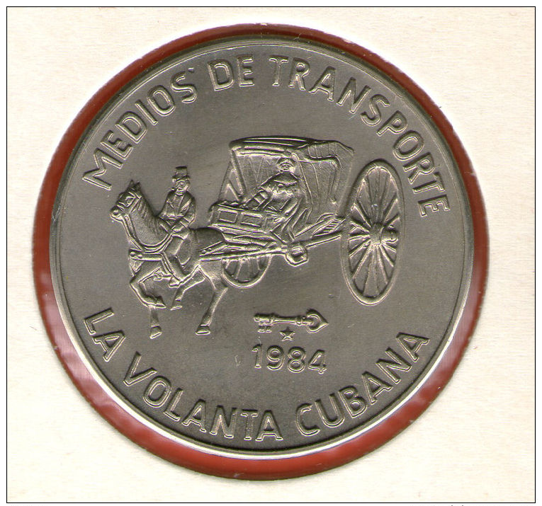 CUBA / KUBA *** 1 Peso 1984 ***  Cu-Ni - KM# 130 - 30mm - Transportation - La Volanta Cubana - Cuba