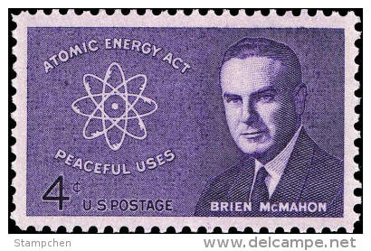 1962 USA Brien McMahon Stamp Sc#1200 Atom Atomic Energy - Atom