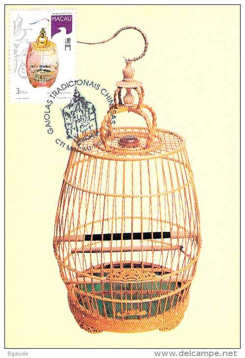 MACAO CARTE Maximum  NUM.YVERT 805 CAGE A OISEAU CHINOISE - Cartoline Maximum