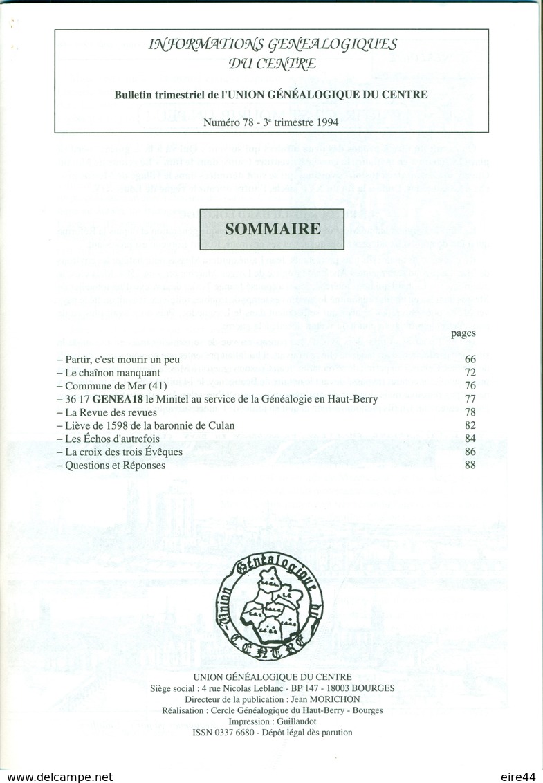 5 Bulletin Trimestriel Genealogie Du Centre 1992 Et 1994 - Centre - Val De Loire