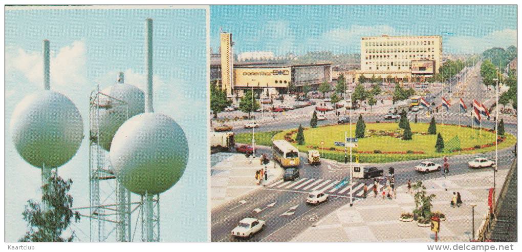 Eindhoven - Multiview; Watertoren, Van Abbe Museum, Verkeersplein Met AUTO'S, BUS, VRACHTAUTO -  Nederland/Holland - Eindhoven