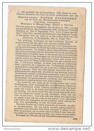 Pater Hildebert Peeters Roeselare 1888 Priester Missionaris Belgisch Congo Ubangi Overste Mawuja Bwamanda Kongo 1941 - Images Religieuses