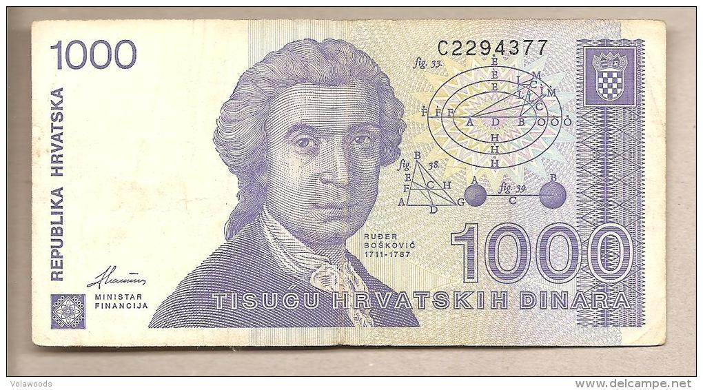 Croazia - Banconota Circolata Da 1000 Dinari P-22a - 1991 #19 - Croatia