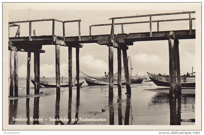 Germany PPC Seebad Bansin - Seebrücke Mit Fischerbooten Sent 1935 Echte Real Photo Véritable (2 Scans) - Greifswald