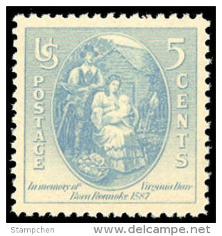 1937 USA Virginia Dare Stamp Sc#796 Child Kid Parent English Settlement - Ungebraucht