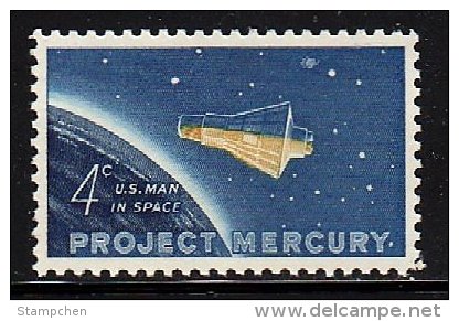 1962 USA Project Mercury Stamp Sc#1193 Space Globe Astronomy - USA