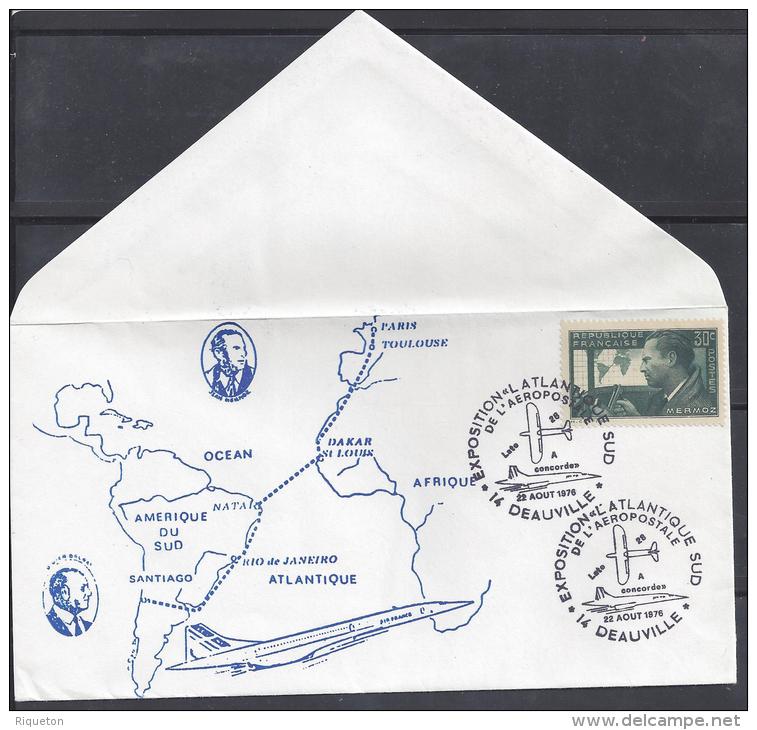 FR - 1976 -  TIMBRE MERMOZ SUR BELLE ENVELOPPE DE L'EXPOSITION " L'ATLANTIQUE SUD" De L'AEROPOSTALE A DEAUVILLE - - 1961-....