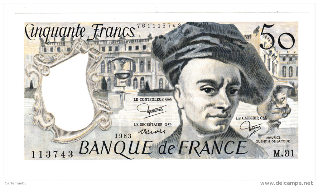 Billet - 50 Francs - Quentin De La Tour - 1983 - Lettre M.31- Cat Fayette N°67 - TTB - 50 F 1976-1992 ''quentin De La Tour''