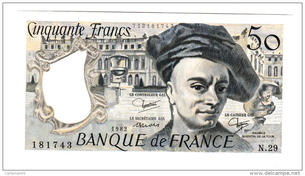 Billet - 50 Francs - Quentin De La Tour - 1982 - Lettre N.29 - Cat Fayette N°67 - TTB/SUP - 50 F 1976-1992 ''Quentin De La Tour''