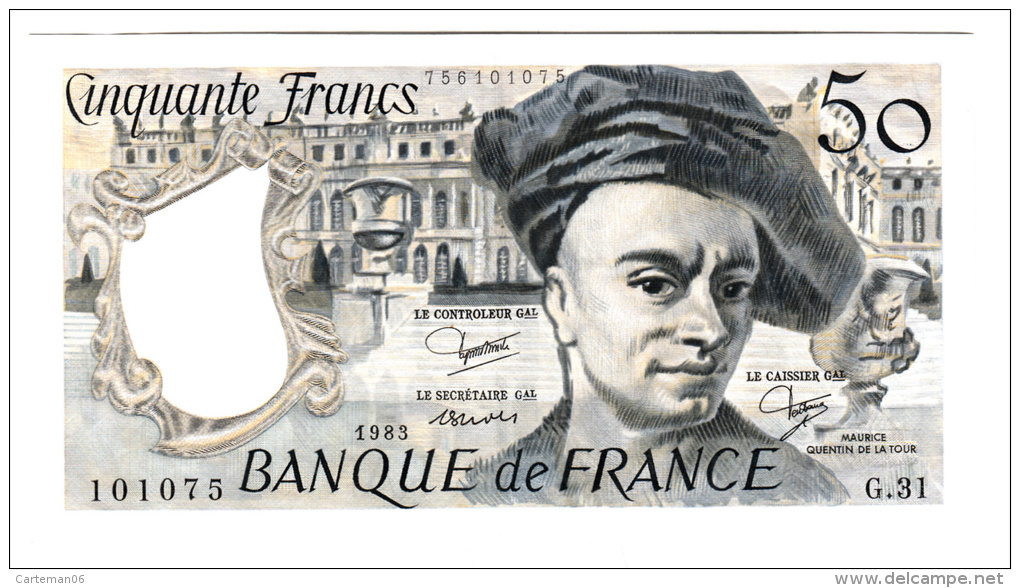 Billet - 50 Francs - Quentin De La Tour - 1983 - Lettre G.31 - Cat Fayette N°67 - 50 F 1976-1992 ''Quentin De La Tour''