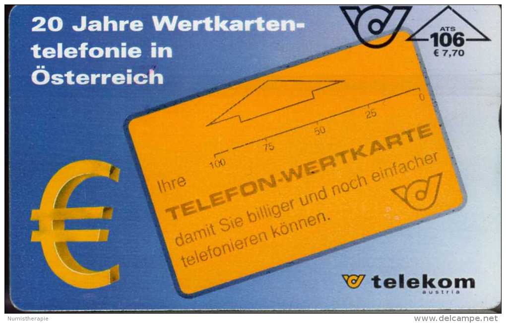 Autriche : 20 Jahre Wertkarten-telefonie In Österreich : ATS 106 = €7,70 - Autriche