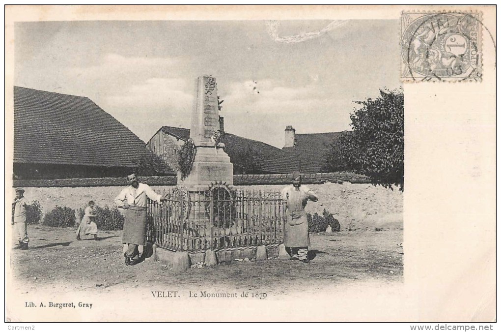 VELET LE MONUMENT DE LA GUERRE DE 1870 ANIME HAUTE-SAONE 1900 - Autres & Non Classés