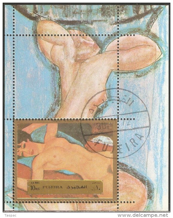 Fujeira 1972 Mi# Block 118 A Used - Nude Paintings By Amedeo Modigliani - Desnudos