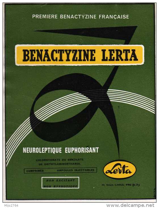 BUVARD     BENACTYZINE - Produits Pharmaceutiques