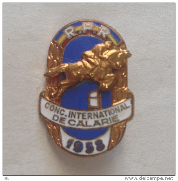 Badge / Pin (Equestrianism / Horseback Riding) - Romania International Competition 1958 - Other & Unclassified