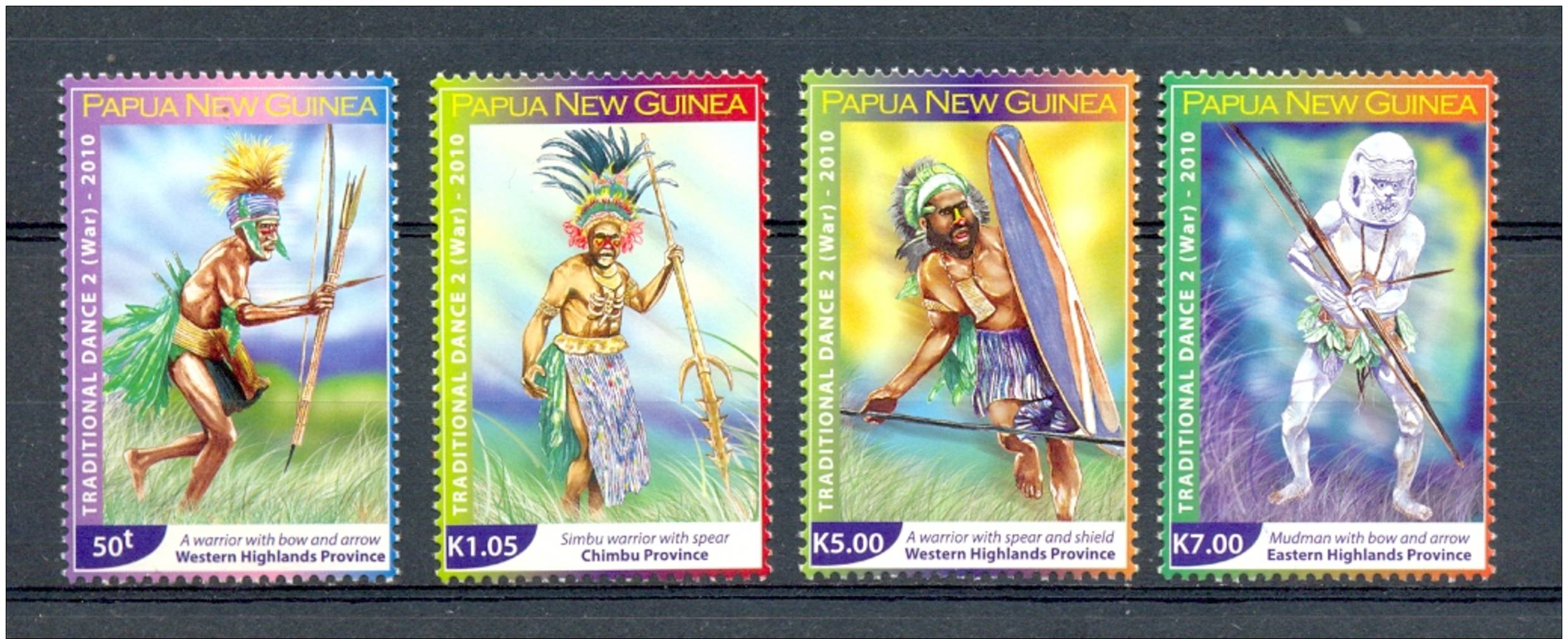 CHEAP SHIPPING * PAPUA NEW GUINEE * SERIE 4v * YEAR 2010 * TRADITIONAL WAR DANCERS * MNH - Papoea-Nieuw-Guinea