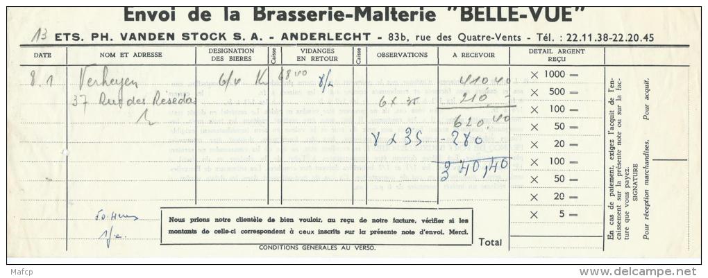 BRASSERIE-MALTERIE BELLE-VUE 83B RUE DES QUATRE-VENTS ANDERLECHT - 1950 - ...