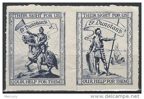 GRANDE-BRETAGNE - Paire De Vignettes De St. Dunstan's (Their Sight For Us - Our Help For Them) - Variétés, Erreurs & Curiosités