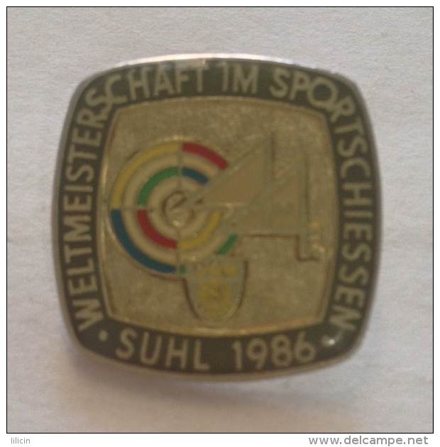 Badge / Pin ZN000593 - Shooting Weapons Germany Suhl World Championships 1986 - Other & Unclassified