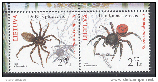 LITHUANIA, 2012, MNH, SPIDERS, 2v - Spiders