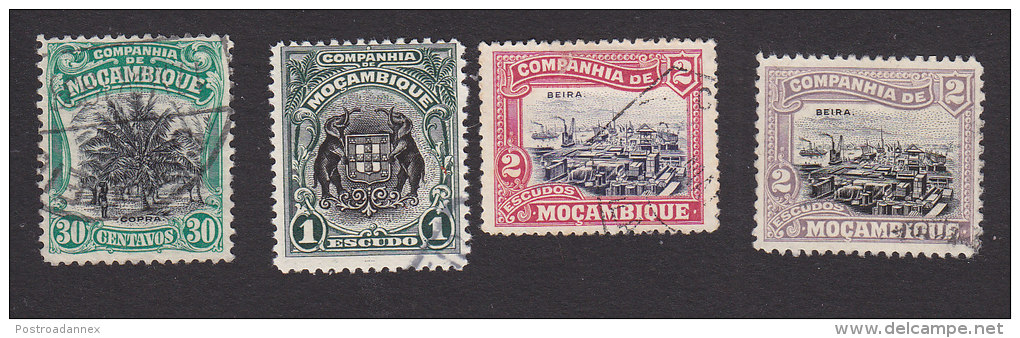 Mozambique Company, Scott #134, 142, 144-145, Used, Scenes Of Mozambique, Issued 1918-31 - Mozambique