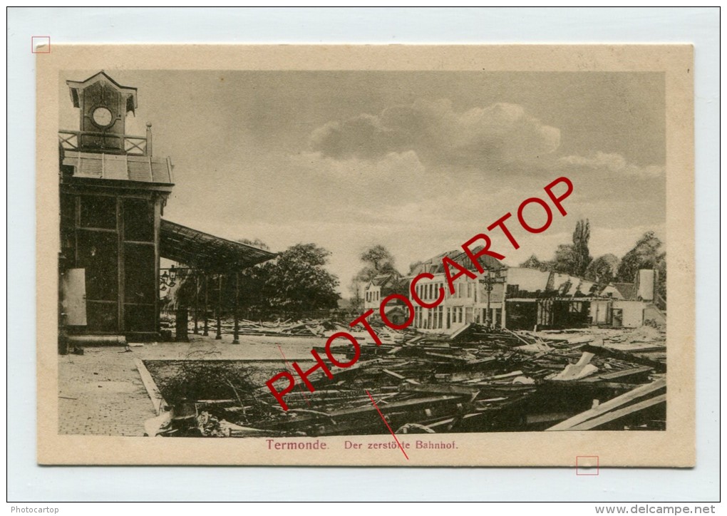 Bahnhof-Gare-TERMONDE-DENDERMONDE-Carte Allemande-Guerre14-18-1WK-BELGIQUE-BELGIEN-Flandern- - Dendermonde