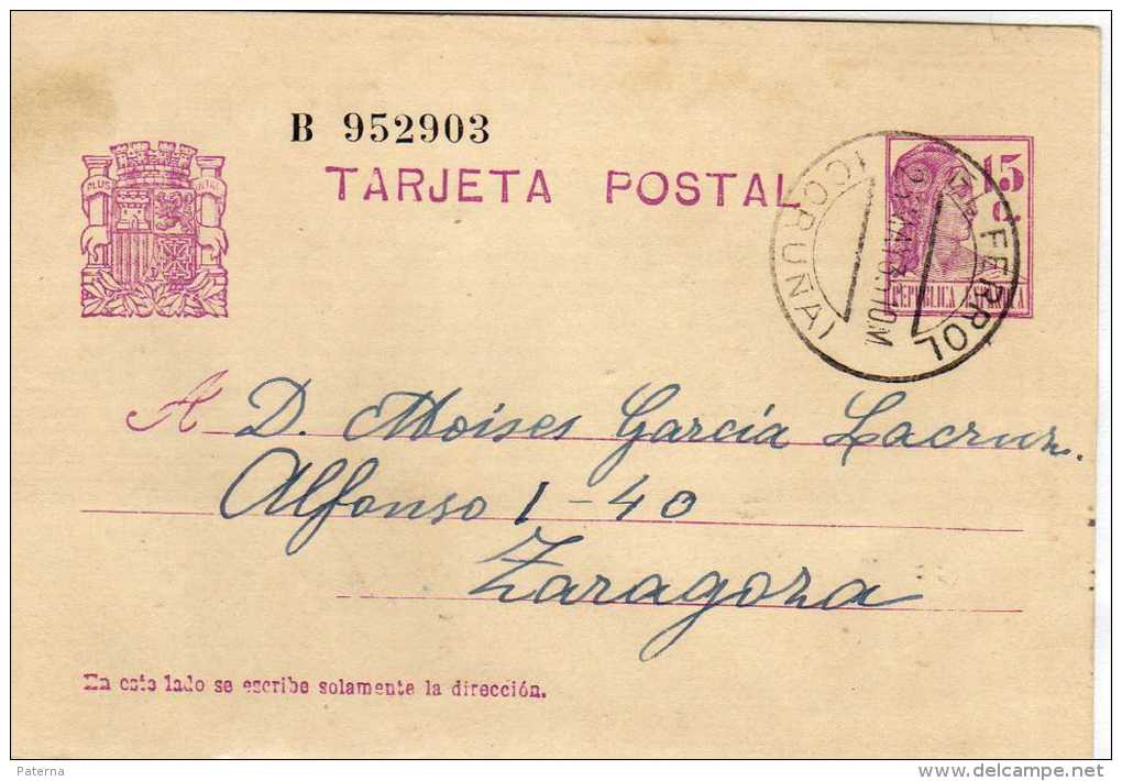 1100  Entero Postal El Ferrol  1935 Coruña República Española - 1931-....