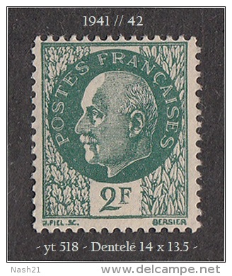 1941- 42 - Europe - France - Effigie Du  Maréchal Pétain - 2 F. Vert  - ' Type Bersier ' - - 1941-42 Pétain