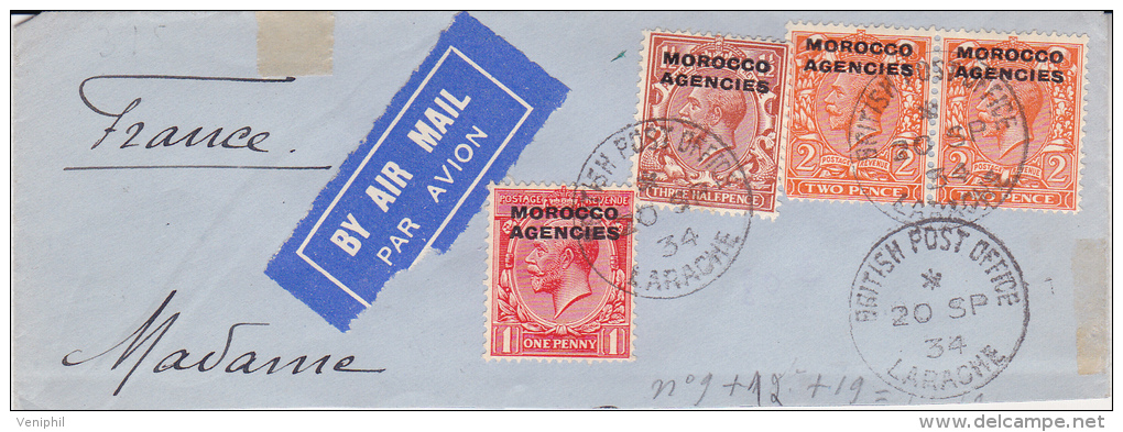 MAROC-BUREAUX ANGLAIS -TIMBRES GRANDE BRETAGNE -GEORGES V -SURCHARGES MOROCCO AGENCIES  SUR FRAGMENT  1834 - Other & Unclassified