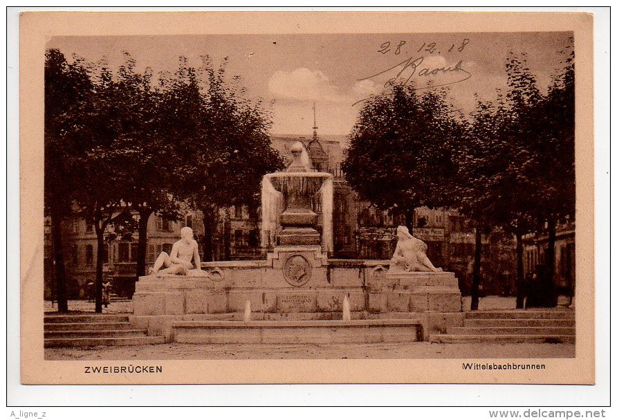 REF 154  : CPA Allemagne Zweibrucken Wittelsbachbrunnen 1918 - Zweibrücken