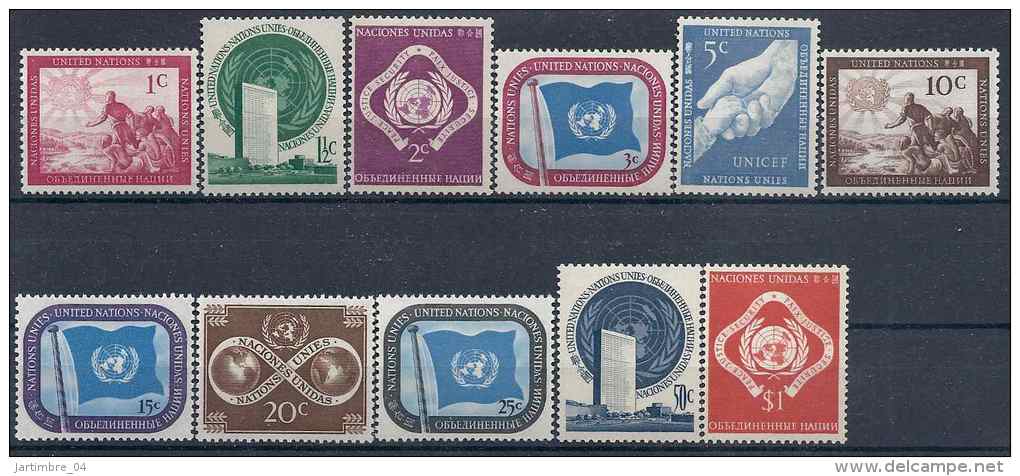 1951 NATIONS UNIES 1-11** Série Courante, Drapeaux - Ungebraucht