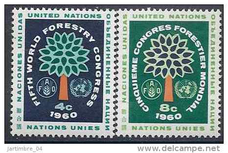 1960 NATIONS UNIES 78-79** Arbre, Congrès Forestier - Neufs