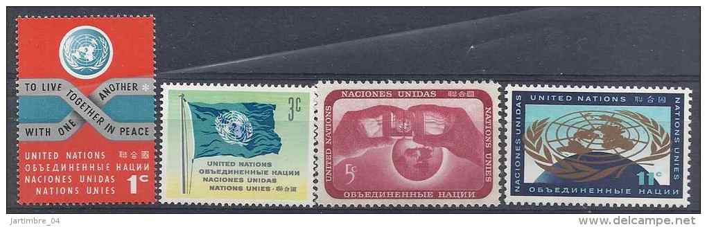 1962 NATIONS UNIES 100-3 ** Série Courante, Drapeau - Neufs